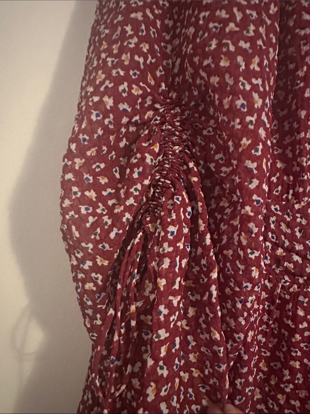 Madewell Burgundy Floral V-Neck Tiered Midi Dress - Picture 5 of 8